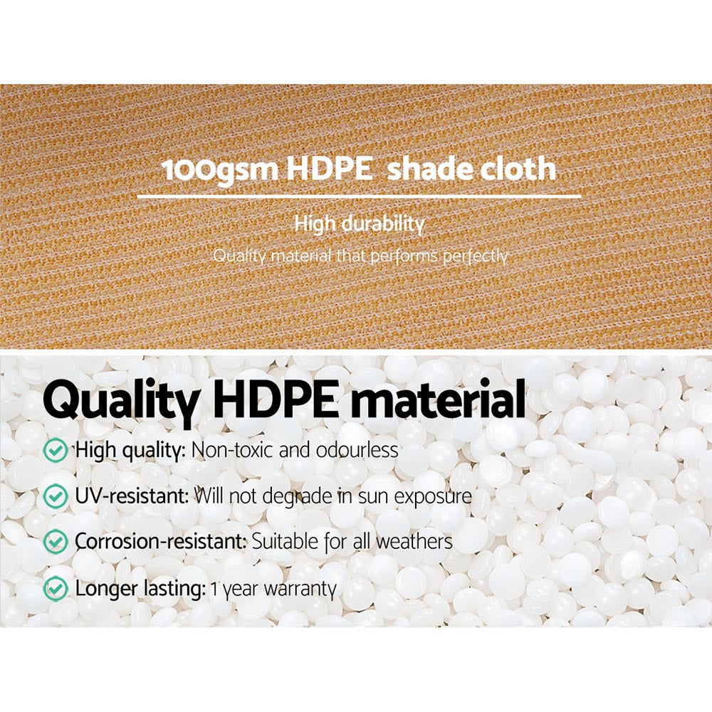 50% Shade Cloth | 1.83x10m | Shadecloth Sail | Heavy Duty | Beige