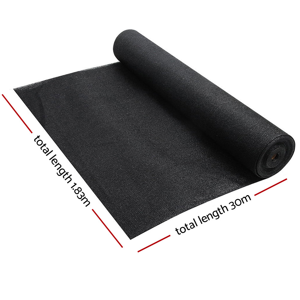 Instahut 90% Shade Cloth | 1.83x30m | Shadecloth Sail | Heavy Duty | Black