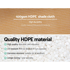 Instahut 50% Shade Cloth | 3.66x10m | Shadecloth Sail | Heavy Duty | Beige