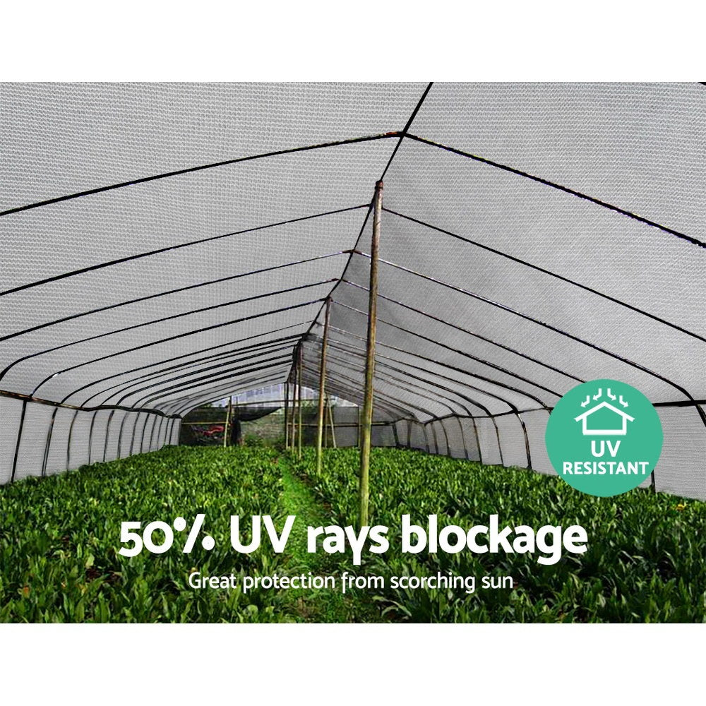 Instahut 50% Shade Cloth | 3.66x10m | Shadecloth Wide | Heavy Duty | White