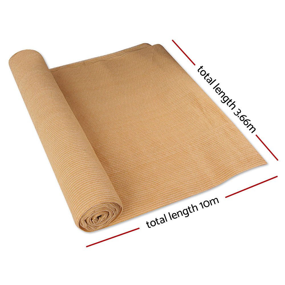 Instahut 90% Shade Cloth | 3.66x10m | Shadecloth Sail | Heavy Duty | Beige