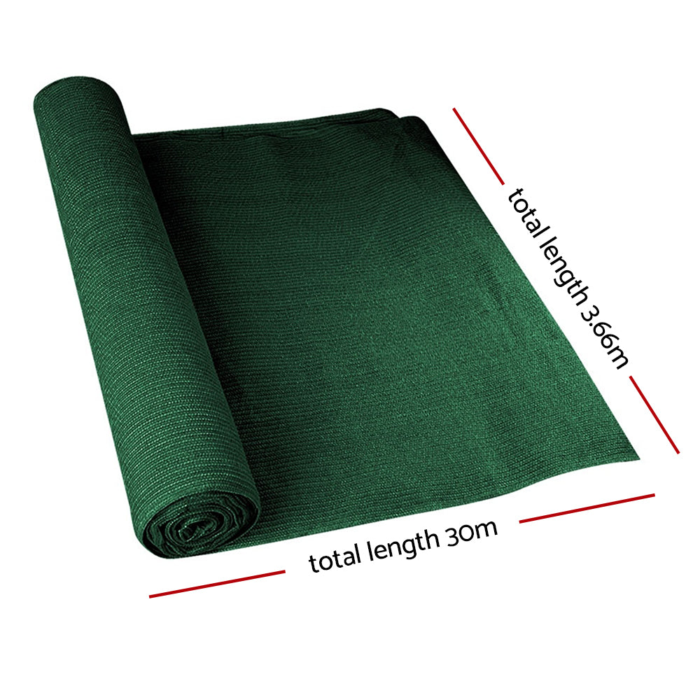 Instahut 50% Shade Cloth | 3.66x30m | Shadecloth Sail | Heavy Duty | Green