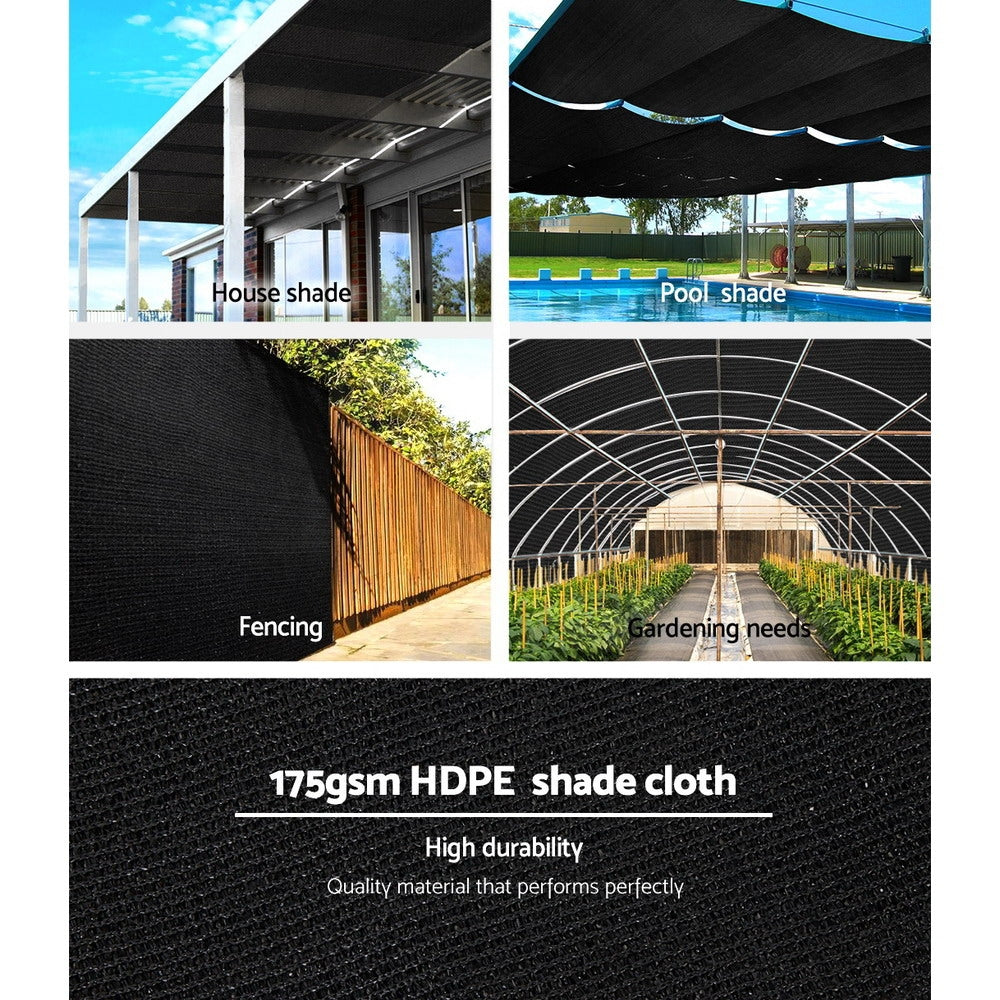 Instahut 70% Shade Cloth | 3.66x30m | Shadecloth Sail | Heavy Duty | Black