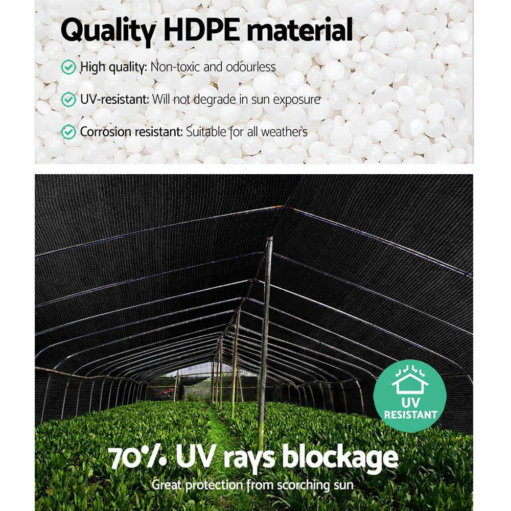 Instahut 70% Shade Cloth | 3.66x30m | Shadecloth Sail | Heavy Duty | Black