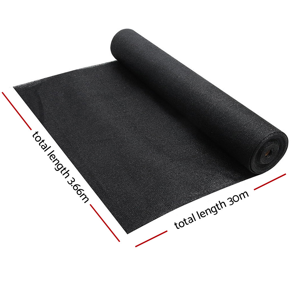 Instahut 90% Shade Cloth | 3.66x30m | Shadecloth Sail | Heavy Duty | Black