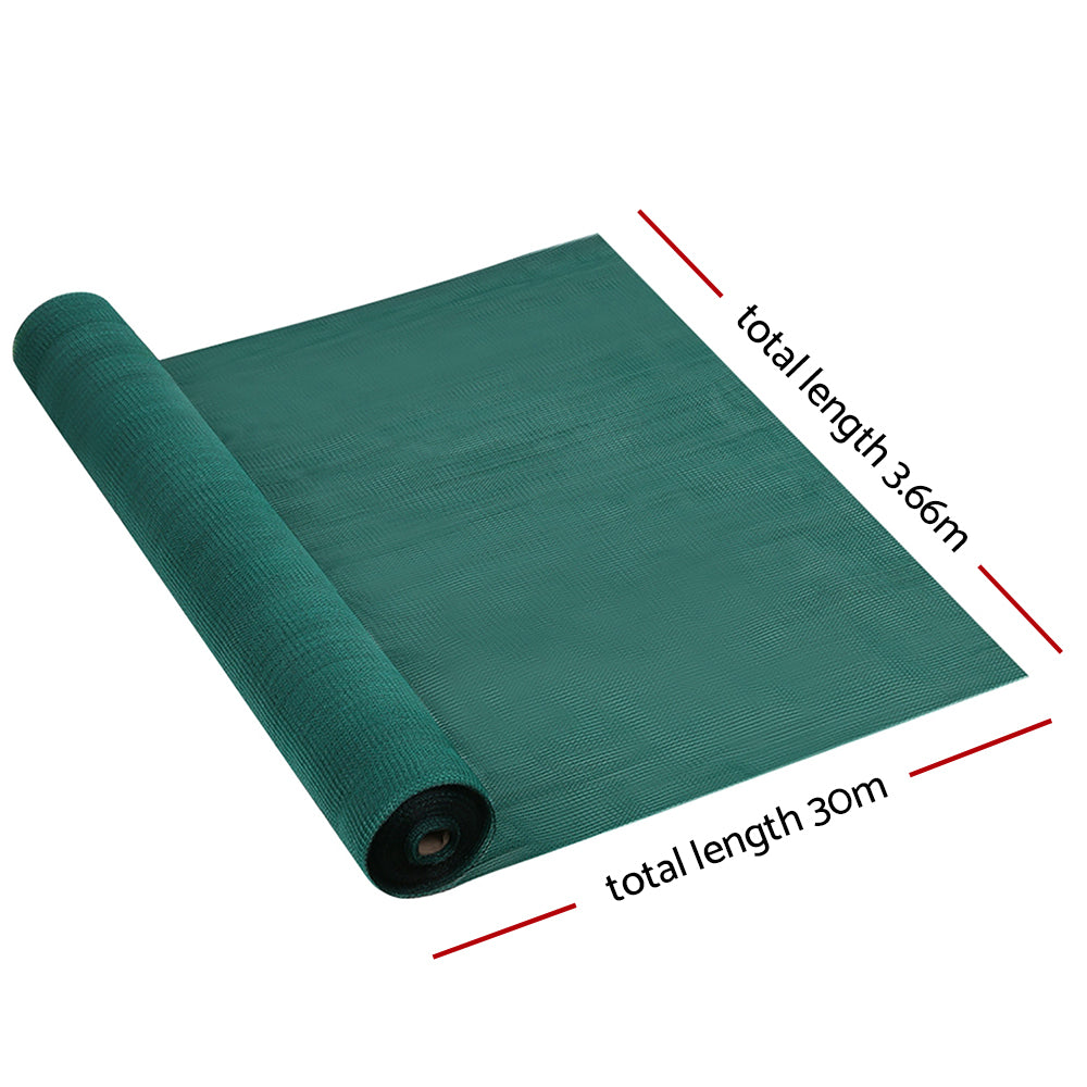 Instahut 30% Shade Cloth | 3.66x30m | Shadecloth Wide | Heavy Duty | Green