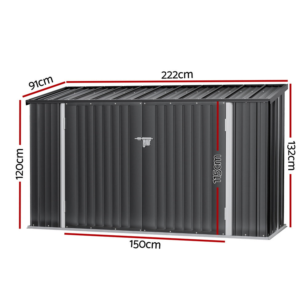 Garden Shed | 2.22x0.91m | Bike & Tool Storage | Double Door