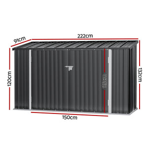 Garden Shed | 2.22x0.91m | Bike & Tool Storage | Double Door