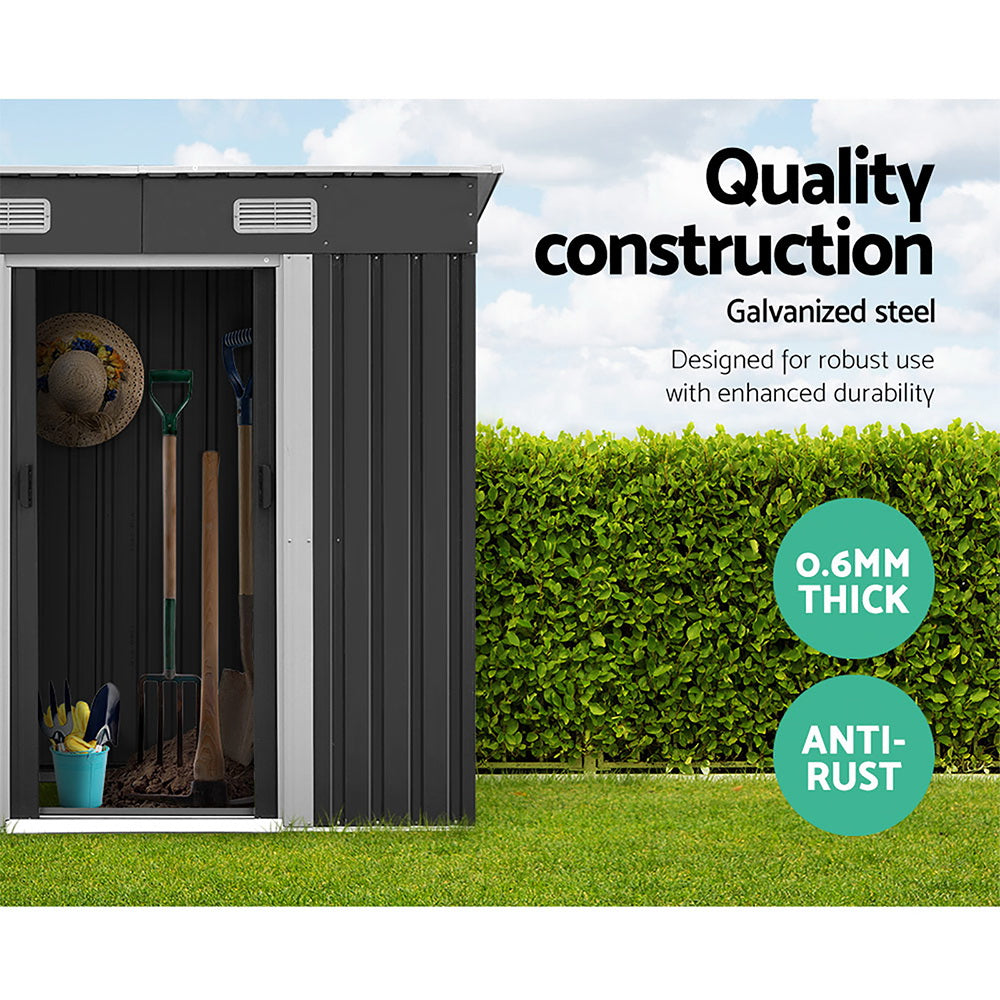 Garden Shed | 1.94x1.21M | Metal Base | Outdoor Storage | Tool Steel House | Sliding Door