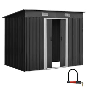 Garden Shed | 2.38x1.31M | Outdoor Storage | Tool Metal Workshop Shelter | Sliding Door