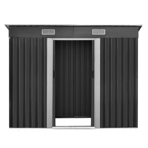 Garden Shed | 2.38x1.31M | Outdoor Storage | Tool Metal Workshop Shelter | Sliding Door