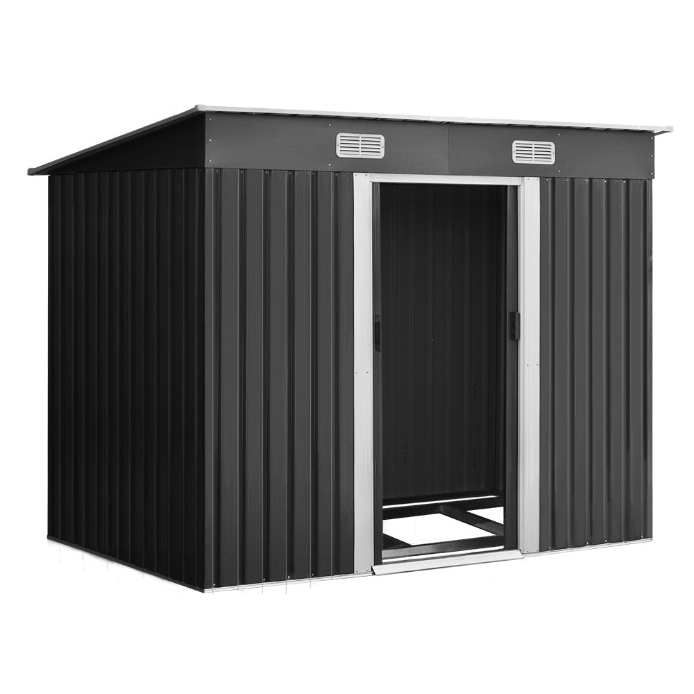 Garden Shed | 2.38x1.31M | Metal Base | Outdoor Storage | Tool Workshop | Sliding Door