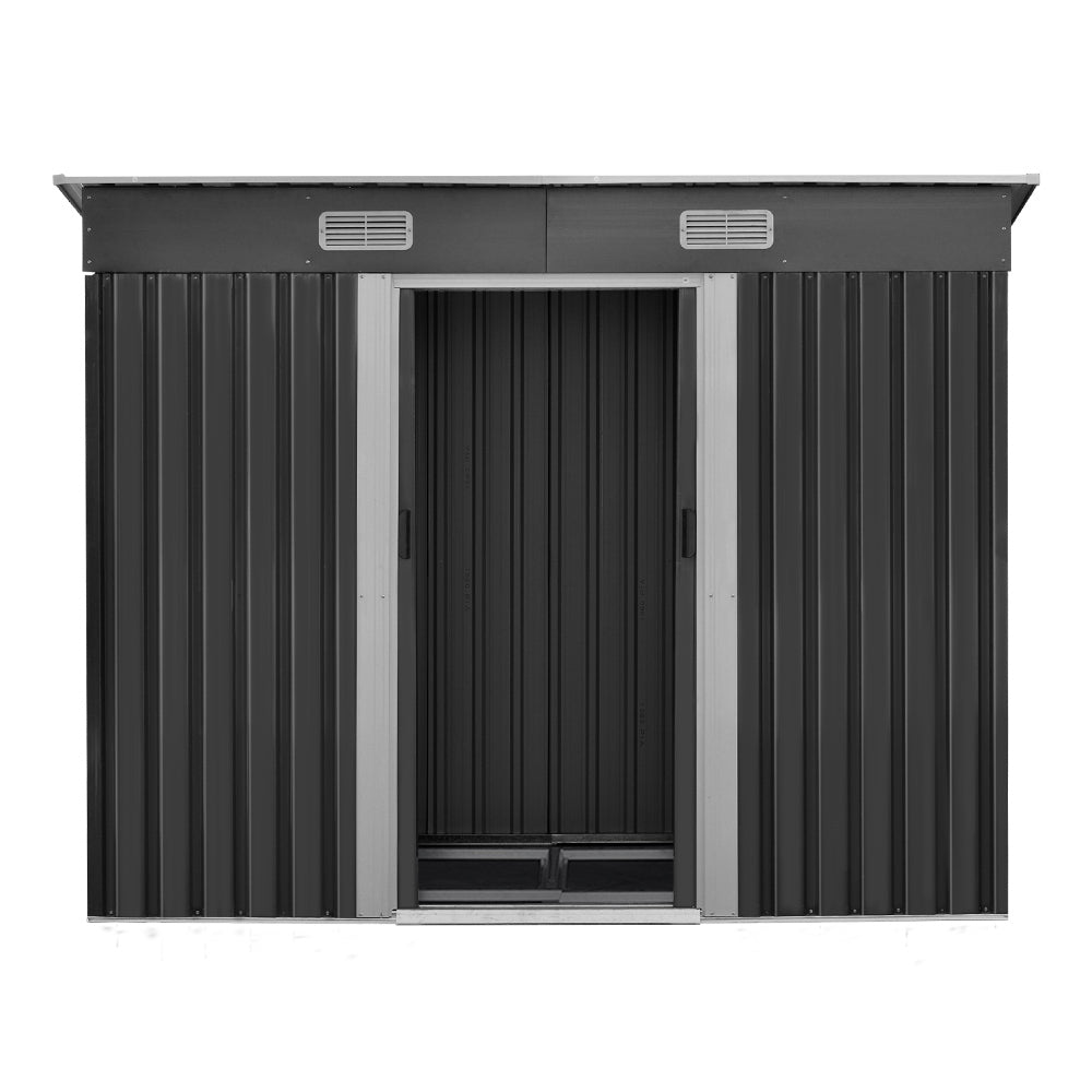 Garden Shed | 2.38x1.31M | Metal Base | Outdoor Storage | Tool Workshop | Sliding Door