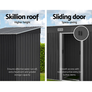 Garden Shed | 2.38x1.31M | Metal Base | Outdoor Storage | Tool Workshop | Sliding Door