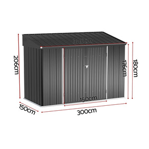 Galvanised Steel Shed | 3.05x1.5m | Outdoor Storage Workshop