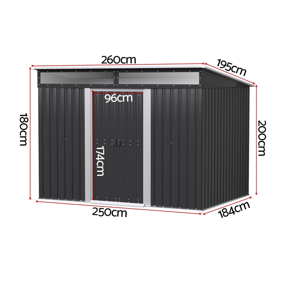 Outdoor Storage Shed | 2.60x1.95m | Tool Workshop Shelter