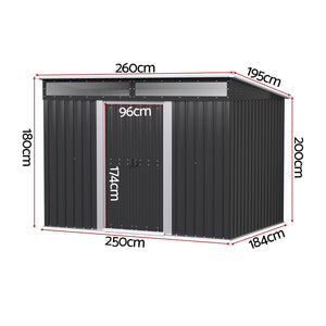 Outdoor Storage Shed | 2.60x1.95m | Tool Workshop Shelter