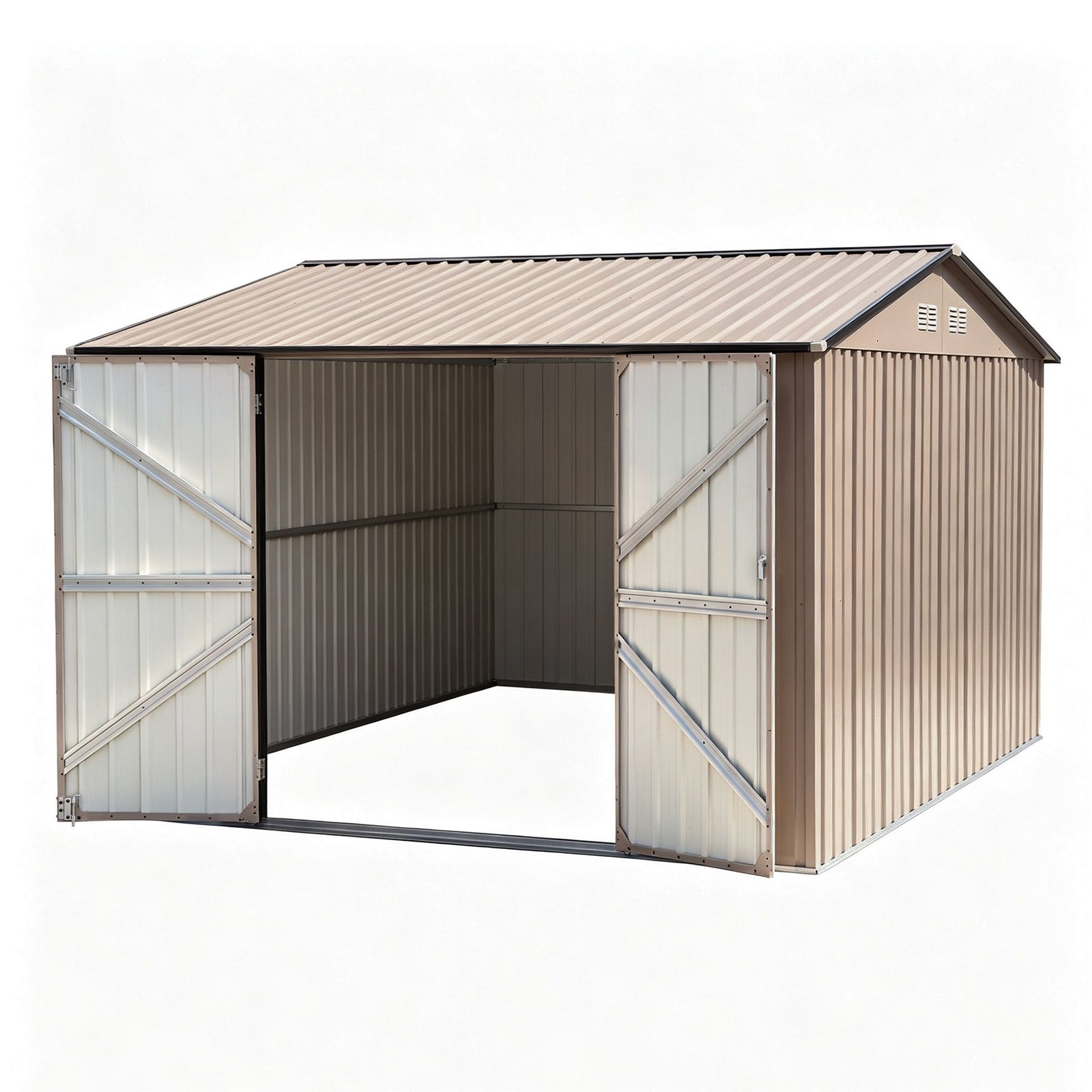 Garden Shed | 3 x 3m Galvanised Steel Outdoor Storage | Brown
