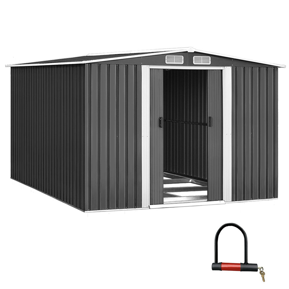Garden Shed | 2.58x3.14M | Metal Base | Outdoor Storage Workshop | Shelter | Sliding Door