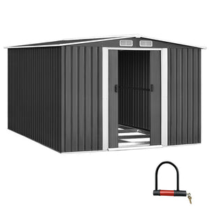 Garden Shed | 2.58x3.14M | Metal Base | Outdoor Storage Workshop | Shelter | Sliding Door