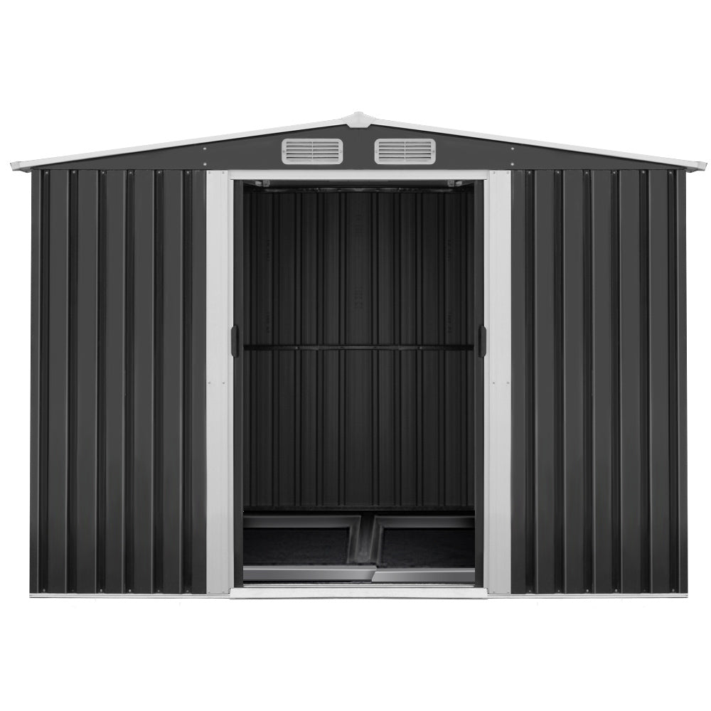 Garden Shed | 2.58x3.14M | Metal Base | Outdoor Storage Workshop | Shelter | Sliding Door