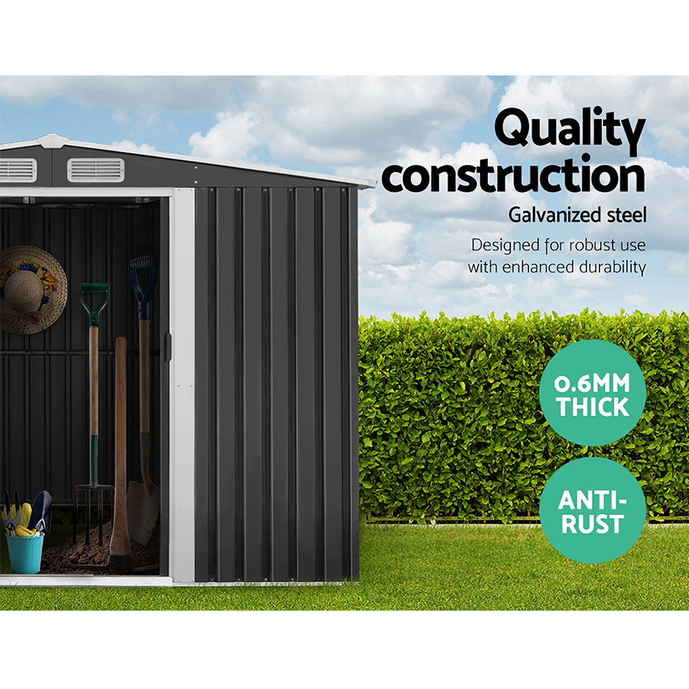 Garden Shed | 2.58x3.14M | Metal Base | Outdoor Storage Workshop | Shelter | Sliding Door