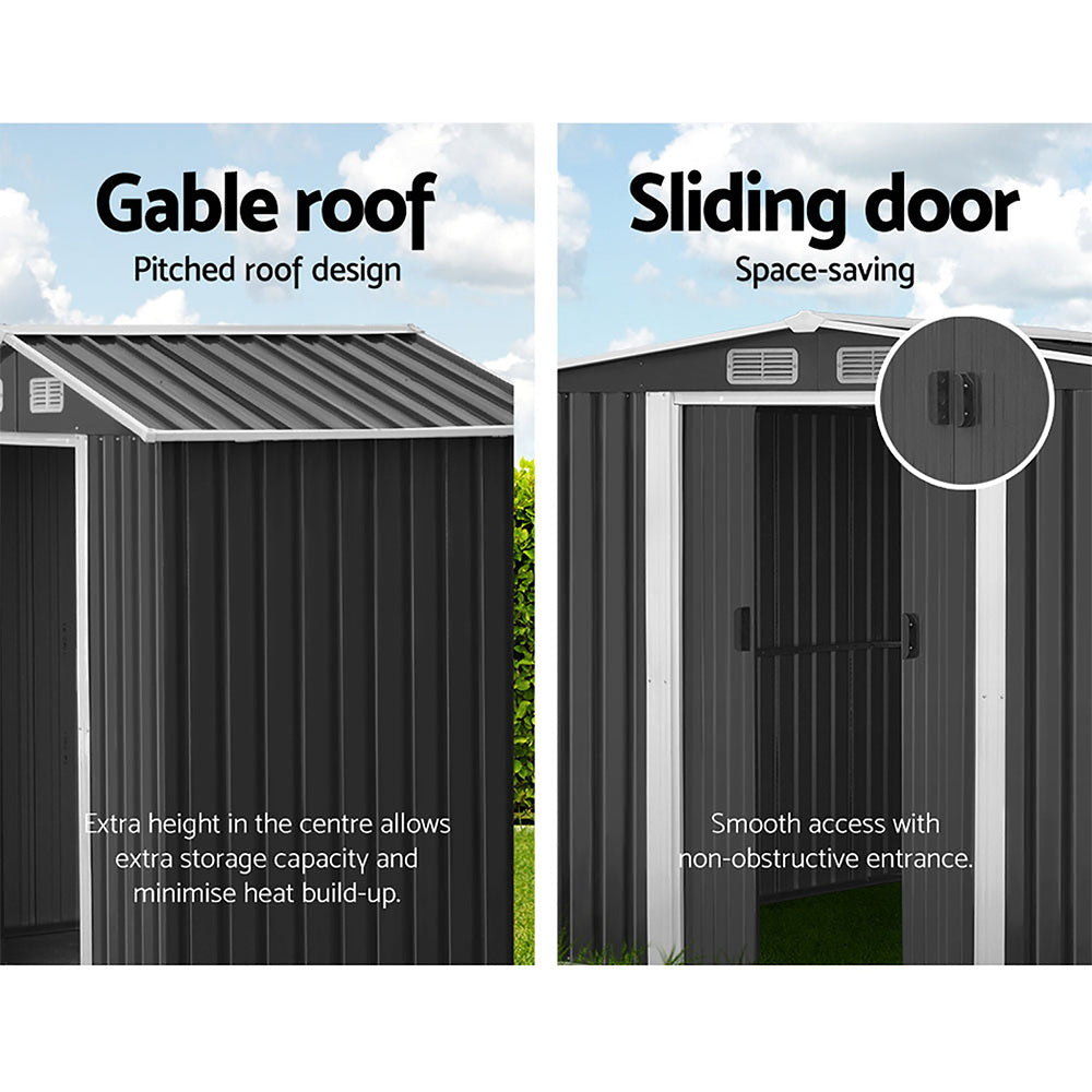 Garden Shed | 2.58x3.14M | Metal Base | Outdoor Storage Workshop | Shelter | Sliding Door