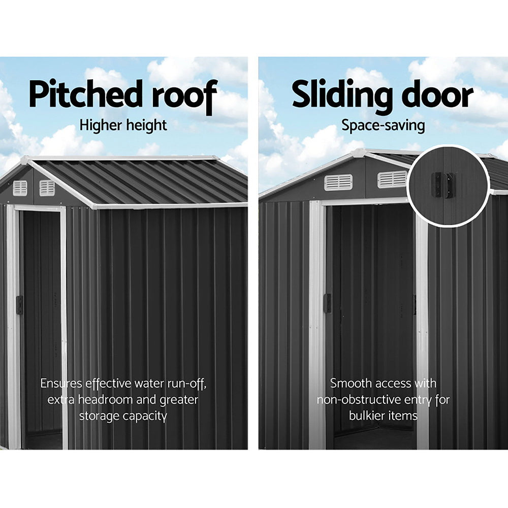 Garden Shed | 2.6x3.9M | Metal Base | Outdoor Storage Workshop | Tool Shelter | Sliding Door