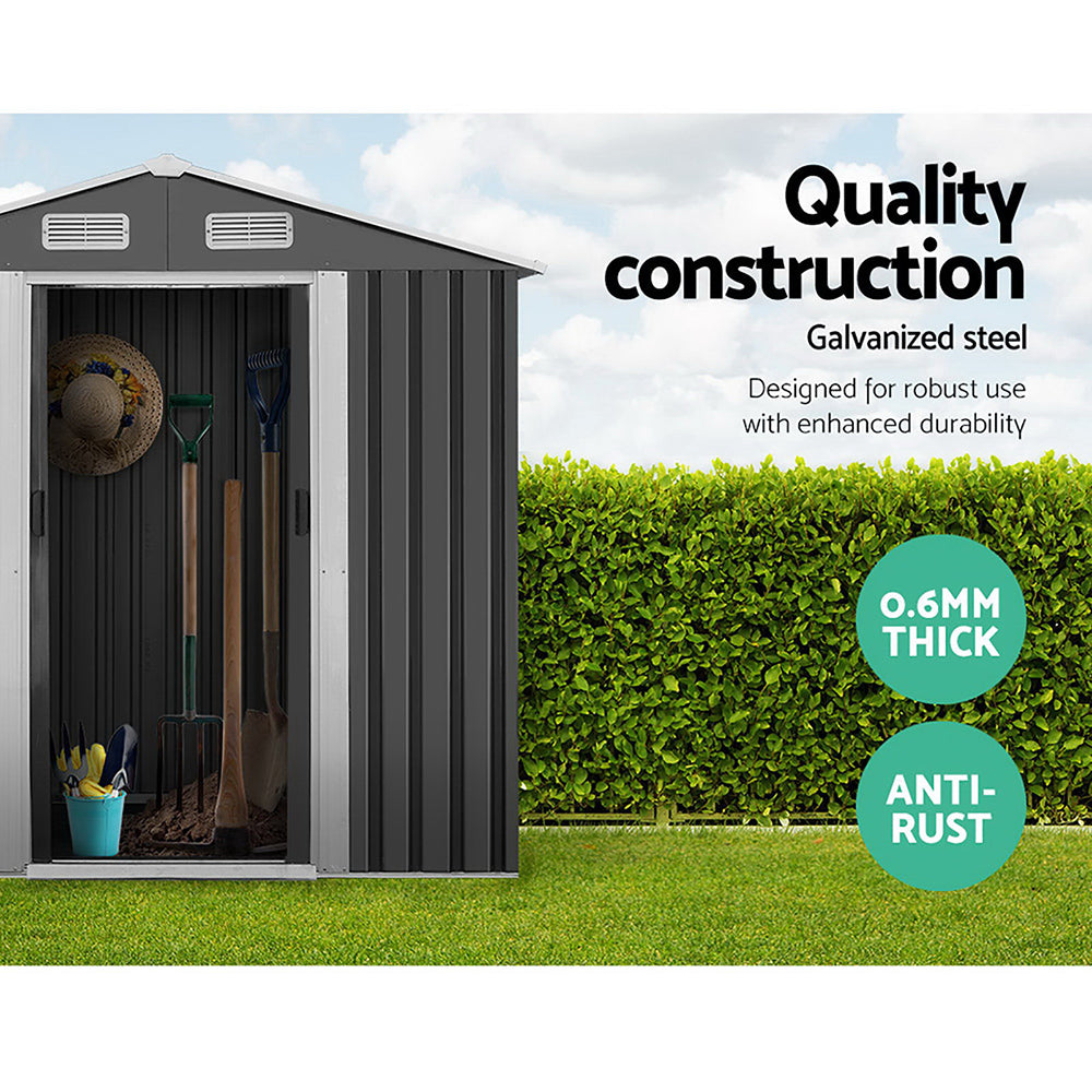 Garden Shed | 1.96x1.32M | Outdoor Storage | Tool Workshop | Metal Shelter | Sliding Door