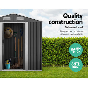 Garden Shed | 1.96x1.32M | Outdoor Storage | Tool Workshop | Metal Shelter | Sliding Door