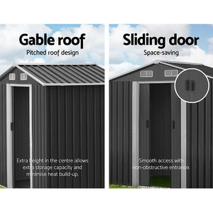 Garden Shed | 1.96x1.32M | Outdoor Storage | Tool Workshop | Metal Shelter | Sliding Door