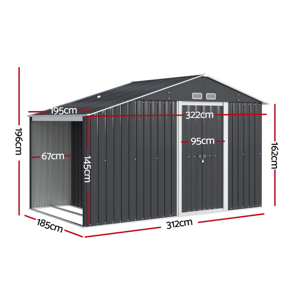 Garden Shed | 3.22x1.96M | Outdoor Storage | Tool Workshop | House Shelter