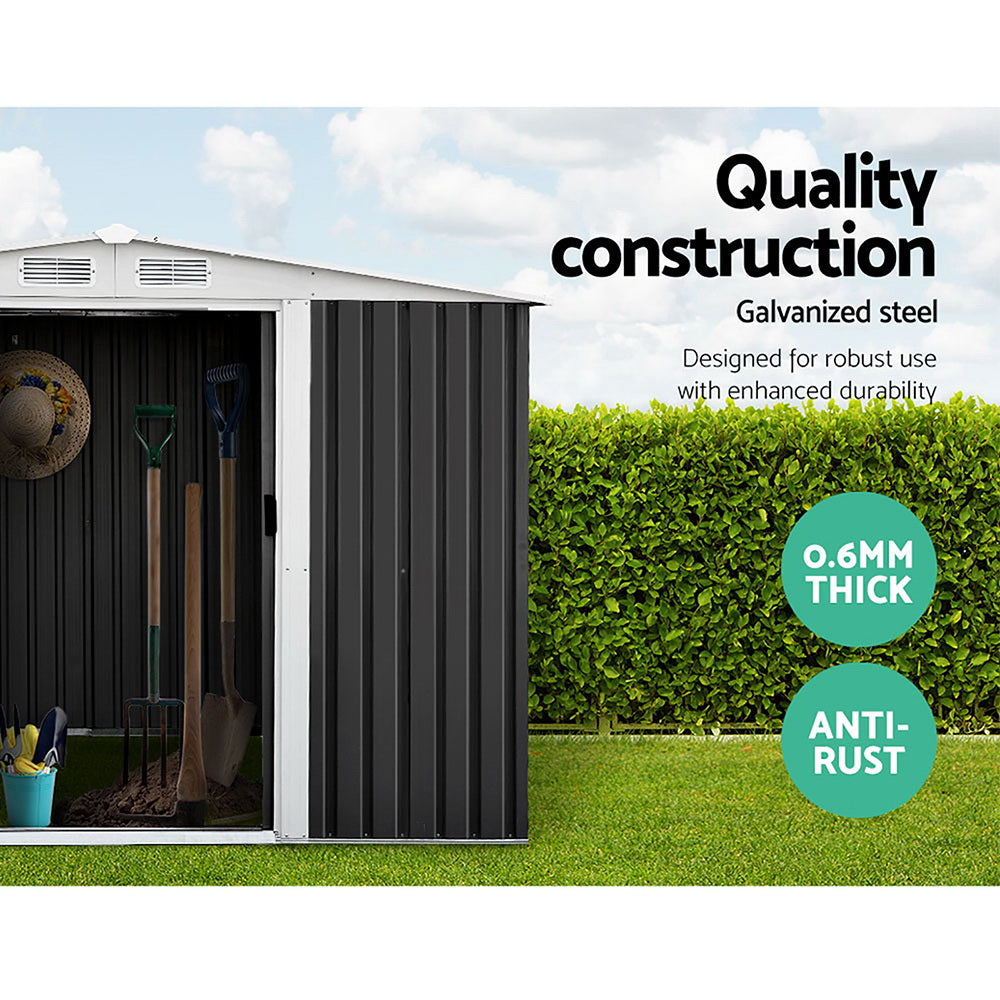 Garden Shed | 2.58x2.07M | Outdoor Storage Workshop | Metal Shelter | Sliding Door