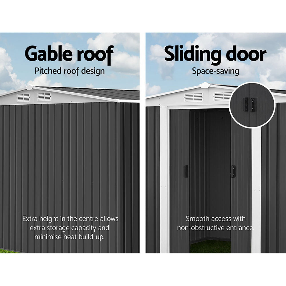 Garden Shed | 2.58x2.07M | Outdoor Storage Workshop | Metal Shelter | Sliding Door