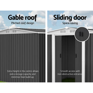 Garden Shed | 2.58x2.07M | Outdoor Storage Workshop | Metal Shelter | Sliding Door