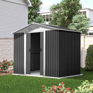 Garden Shed | 2.58x2.07M | Outdoor Storage Workshop | Metal Shelter | Sliding Door