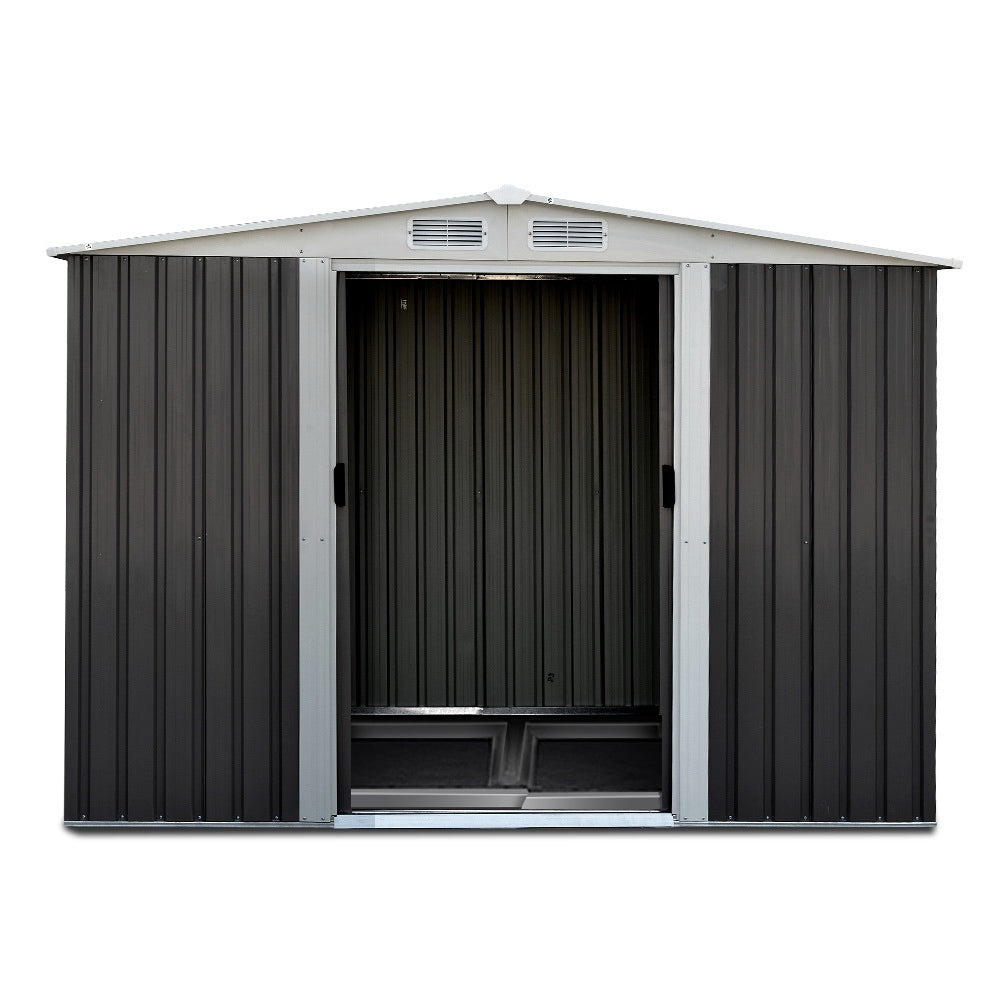 Garden Shed | 2.58x2.07M | Metal Base | Outdoor Storage | Double Door Tool Shelter