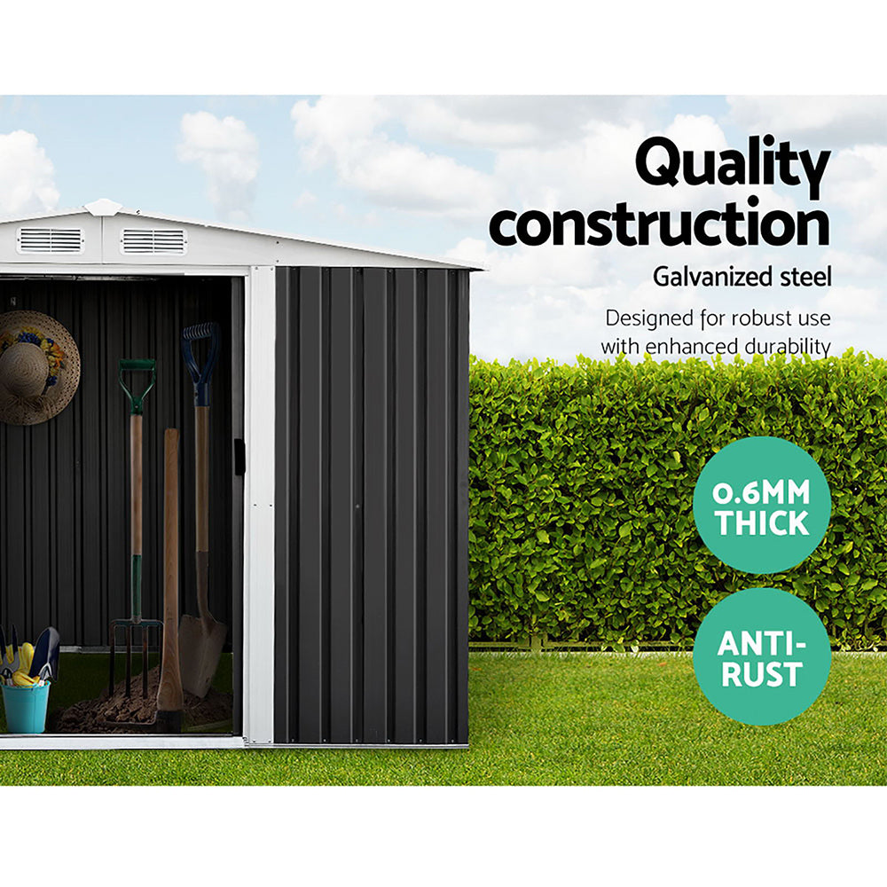 Garden Shed | 2.58x2.07M | Metal Base | Outdoor Storage | Double Door Tool Shelter