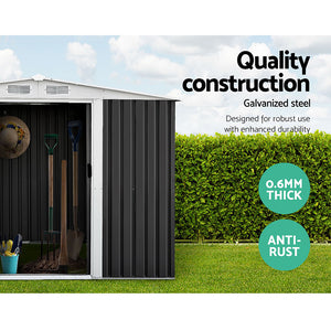 Garden Shed | 2.58x2.07M | Metal Base | Outdoor Storage | Double Door Tool Shelter