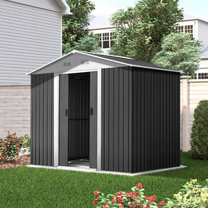 Garden Shed | 2.58x2.07M | Metal Base | Outdoor Storage | Double Door Tool Shelter