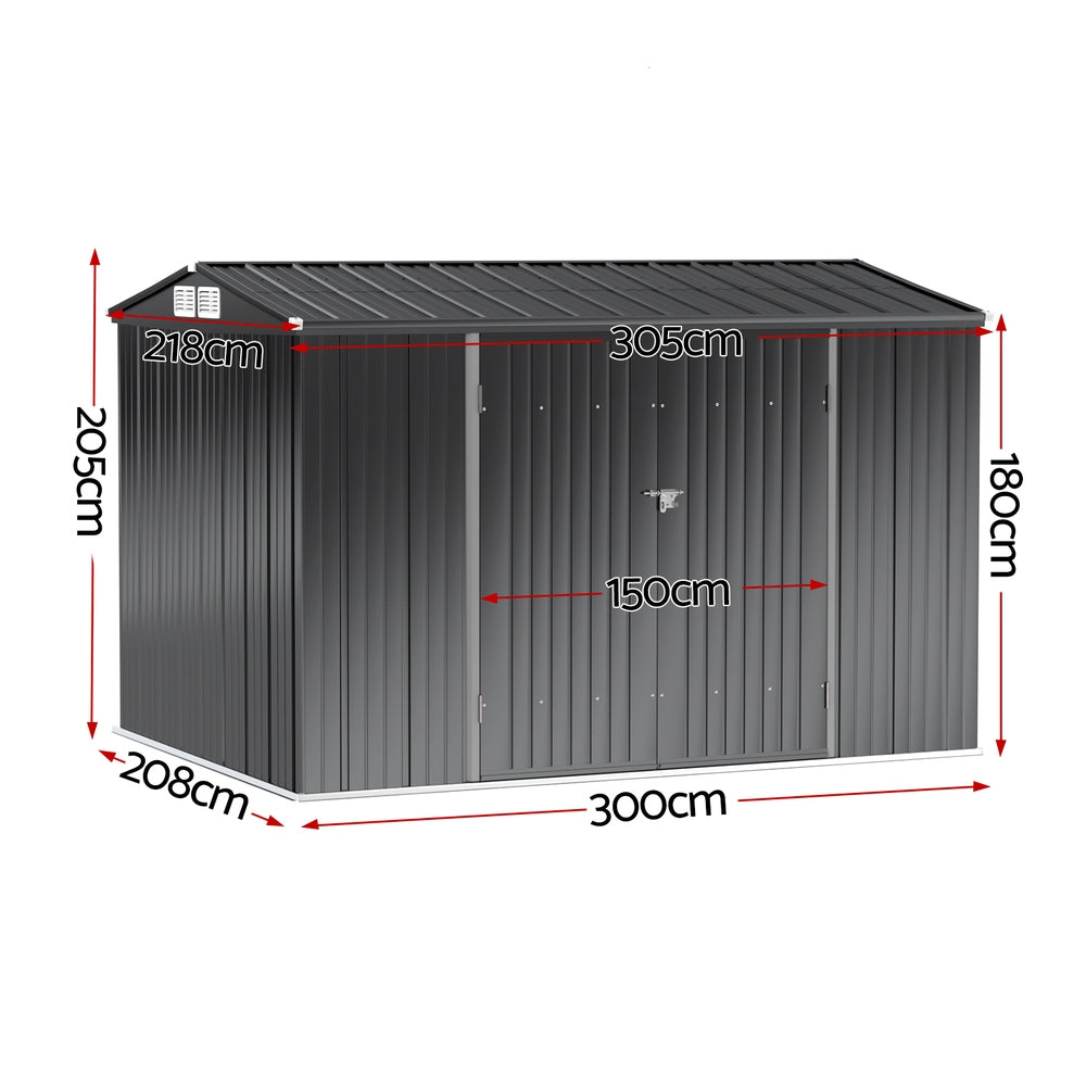 Outdoor Garden Shed | 3x2.18m | Storage Workshop Shelter