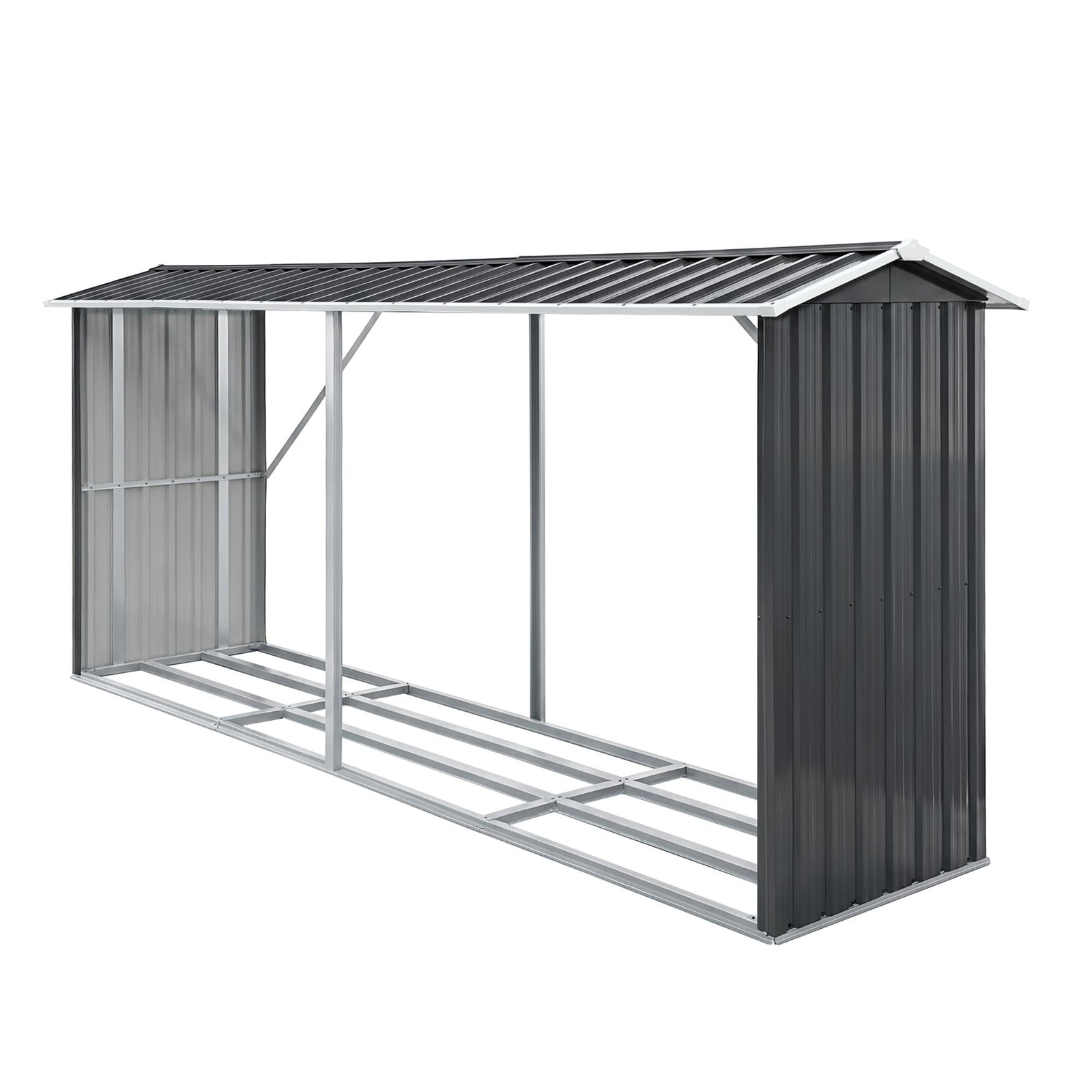Firewood Storage Shed | 334.5 x 92cm Outdoor Galvanised Log Rack