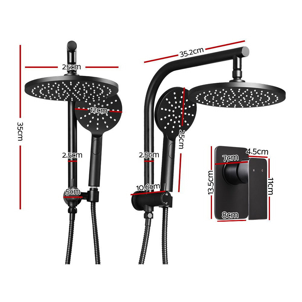 9'' Rain Shower Head Set | Handheld Round High Pressure | Mixer Tap | Black