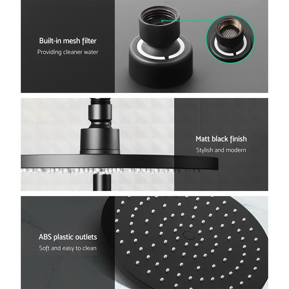 9'' Rain Shower Head Set | Handheld Round High Pressure | Twins Tap | Black