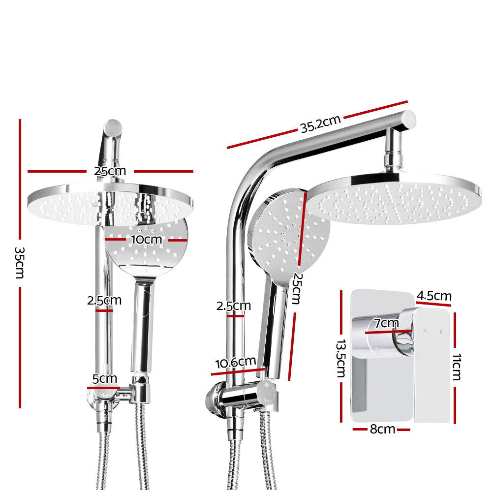 9'' Rain Shower Head Set | Handheld Round High Pressure | Mixer Tap | Chrome