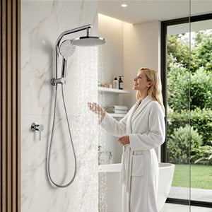 Cefito 9'' Rain Shower Head Set Handheld Round High Pressure Mixer Tap Chrome