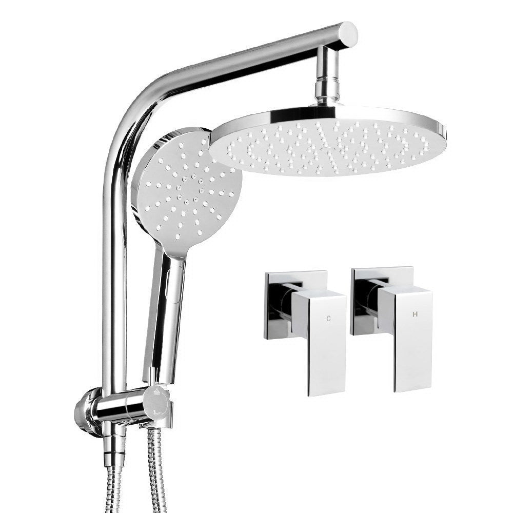 9'' Rain Shower Head Set | Handheld Round High Pressure | Twins Tap | Chrome