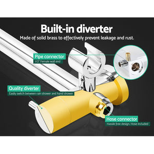 9'' Rain Shower Head Set | Handheld Round High Pressure | Twins Tap | Chrome