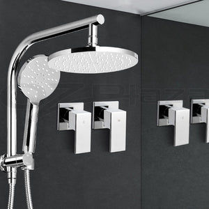 9'' Rain Shower Head Set | Handheld Round High Pressure | Twins Tap | Chrome
