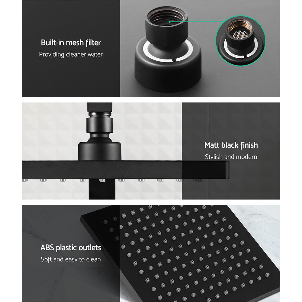 8'' Rain Shower Head Set | Handheld | Square | High Pressure | Black